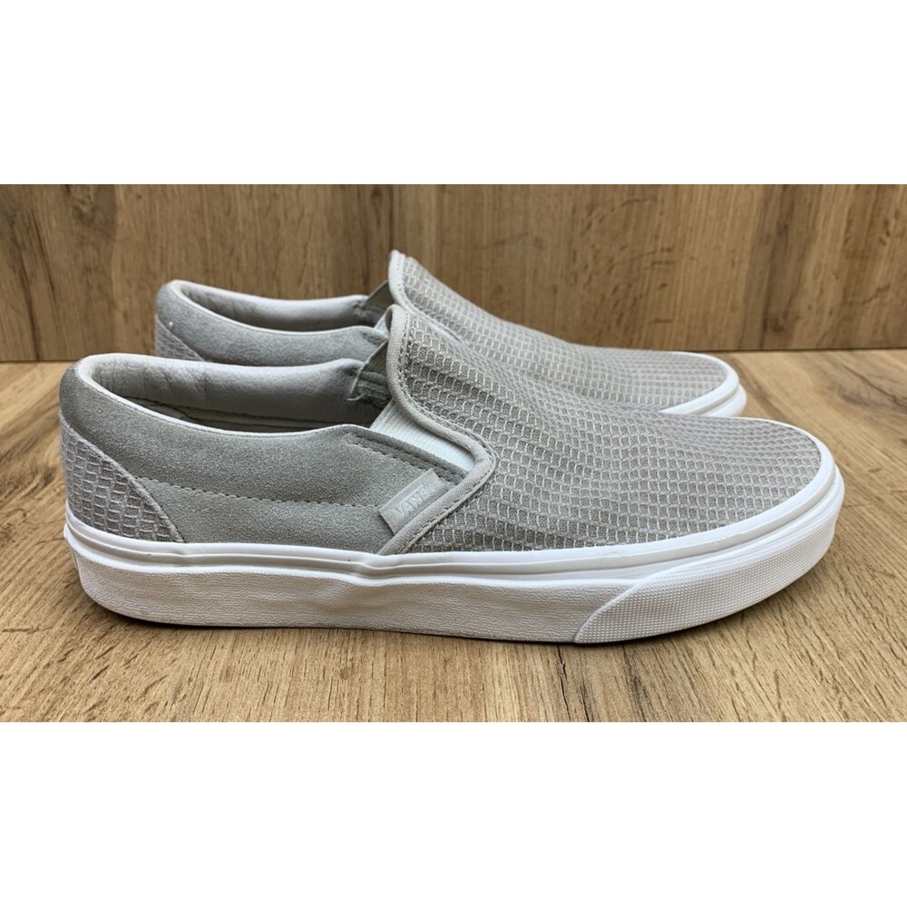 VANS Classic Slip-On (Woven Check) Skate Shoe Size Men's 7.0 Women's 8.5 White - Picture 2 of 12